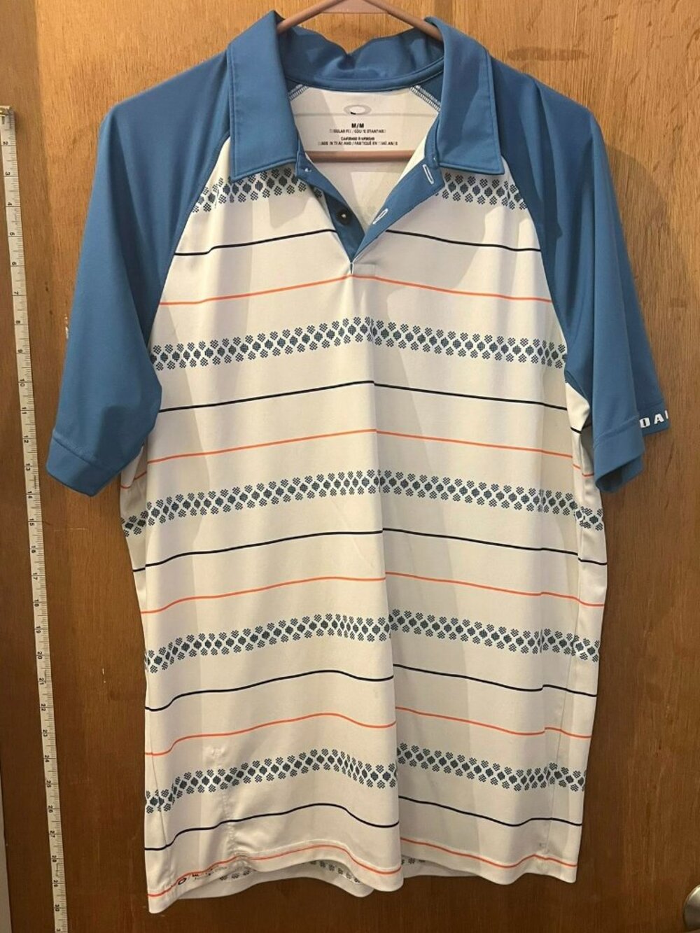 🐻Size M - Men's Blue and White Short Sleeve Golf Polo